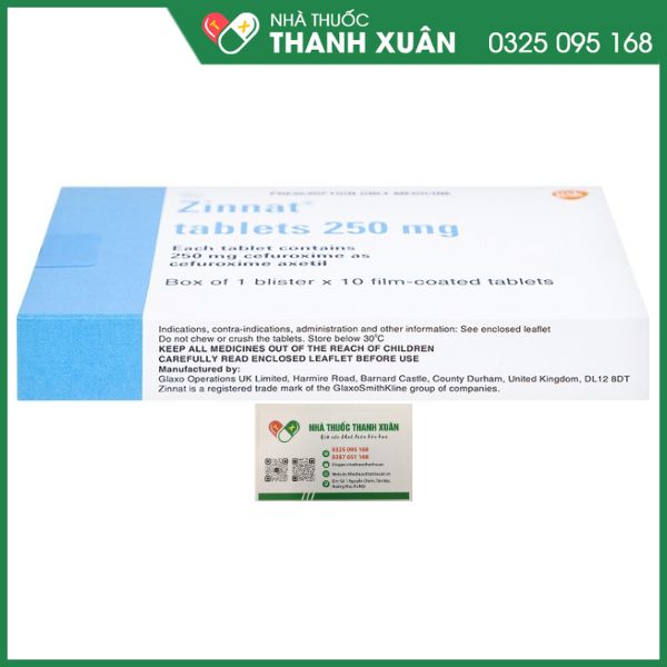 Zinnat tablets 250mg - Thuốc kháng sinh trị nhiễm khuẩn (10 viên)